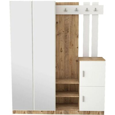 Muebles de Entrada Dgautier - Consola multifunción en Blanco y Roble Muebles de Entrada Dgautier - Consola multifunción en Blanco y Roble