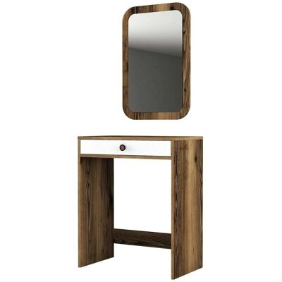Consola Ursa de Dmora - Mesa multifuncional - Gabinete de entrada - 70x85h40 cm - Nogal y Blanco Consola Ursa de Dmora - Mesa multifuncional - Gabinete de entrada - 70x85h40 cm - Nogal y Blanco