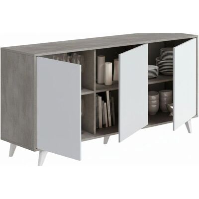 DMORA Credenza - Weddell, Mehrzweck-Sideboard, Hellgrau & Weiß DMORA Credenza - Weddell, Mehrzweck-Sideboard, Hellgrau & Weiß
