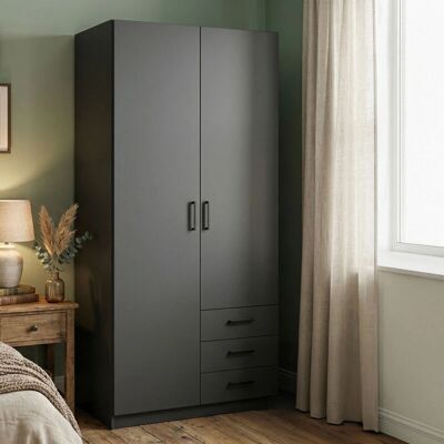 DMORA Guardaroba 2 ante Mare - Grau - 99x50x200 cm - Kleiderschrank DMORA Guardaroba 2 ante Mare - Grau - 99x50x200 cm - Kleiderschrank