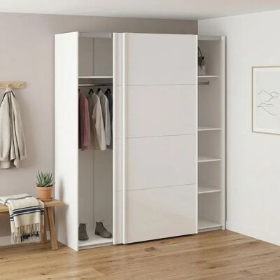 DMORA - Cyrill - 182x62 h220 cm - Bianco lucido - Wardrobe DMORA - Cyrill - 182x62 h220 cm - Bianco lucido - Wardrobe