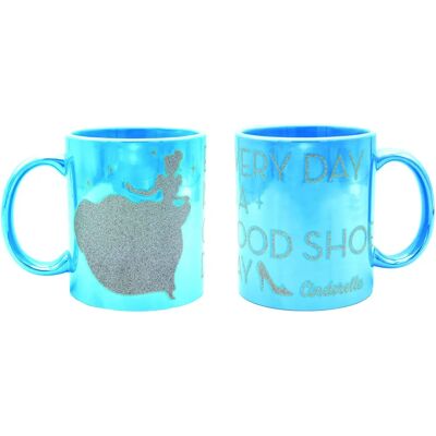 Disney Princess Cinderella Becher Metallisch - GUTER SCHUHTAG - minze, Glitzerprint, metallischer Glanz - 320 ml Disney Princess Cinderella Becher Metallisch - GUTER SCHUHTAG - minze, Glitzerprint, metallischer Glanz - 320 ml