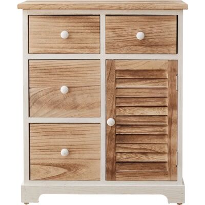 Rebecca Möbel Mehrzweckschrank aus Weißem Holz - 4 Schubladen, 1 Tür Rebecca Möbel Mehrzweckschrank aus Weißem Holz - 4 Schubladen, 1 Tür