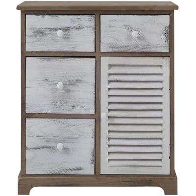 Mobili Rebecca - Rebecca Möbel Mobile Schrank - Weiß Grau - 4 Schubladen 1 Tür Holz - 70x60x30 - Schrank Mobili Rebecca - Rebecca Möbel Mobile Schrank - Weiß Grau - 4 Schubladen 1 Tür Holz - 70x60x30 - Schrank