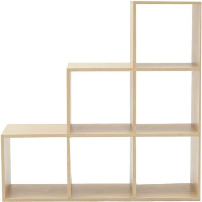 Estantería Rebecca Mobili Roble Blanco - Estantería Moderna con Escalera - 6 Compartimentos Estantería Rebecca Mobili Roble Blanco - Estantería Moderna con Escalera - 6 Compartimentos