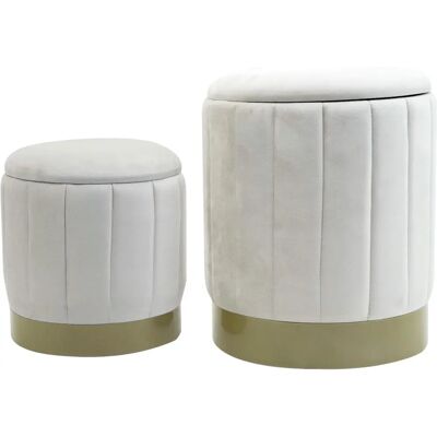 Pouf de rangement Rebecca Okome - 2 pièces - Moderne Blanc Jaune - Publicité Pouf de rangement Rebecca Okome - 2 pièces - Moderne Blanc Jaune - Publicité