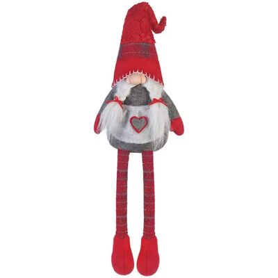 Rebecca Weihnachtsgnom - Lange Beine Elf Grau Rot Stoff - Dekoration Rebecca Weihnachtsgnom - Lange Beine Elf Grau Rot Stoff - Dekoration