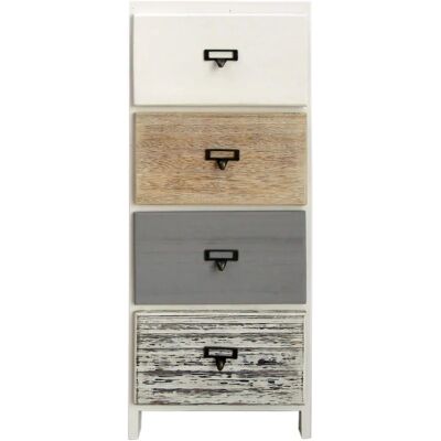 Rebecca Mobili Cajonera - 4 Cajones - Madera Blanca - 79x30x24 Rebecca Mobili Cajonera - 4 Cajones - Madera Blanca - 79x30x24