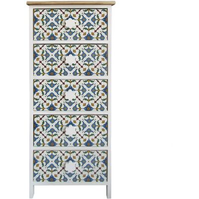 Rebecca Mueble Cajonera - 5 Cajones Moderno Madera Clara Azul Rebecca Mueble Cajonera - 5 Cajones Moderno Madera Clara Azul