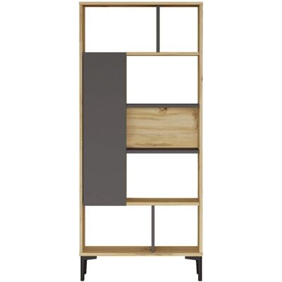 Mobili Rebecca - Estantería Kanak Roble Claro Gris Oscuro Moderno - Estantería Mobili Rebecca - Estantería Kanak Roble Claro Gris Oscuro Moderno - Estantería