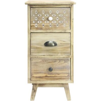 Mobili Rebecca Rebecca Furniture Nachttisch schmale Kommode 3 Schubladen aus antikem Holz für das Schlafzimmer Mobili Rebecca Rebecca Furniture Nachttisch schmale Kommode 3 Schubladen aus antikem Holz für das Schlafzimmer