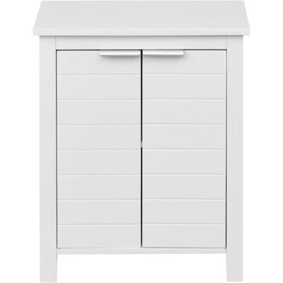 Rebecca Mobili Badezimmerregal - Weißes Holzschrank mit 2 Türen Rebecca Mobili Badezimmerregal - Weißes Holzschrank mit 2 Türen