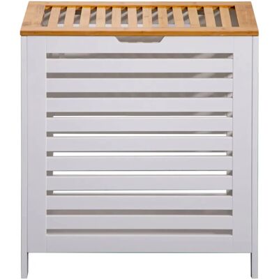 Mobili Rebecca Rebecca Bambus MDF Wäschekorb Weiß Braun - Wäschekorb Mobili Rebecca Rebecca Bambus MDF Wäschekorb Weiß Braun - Wäschekorb