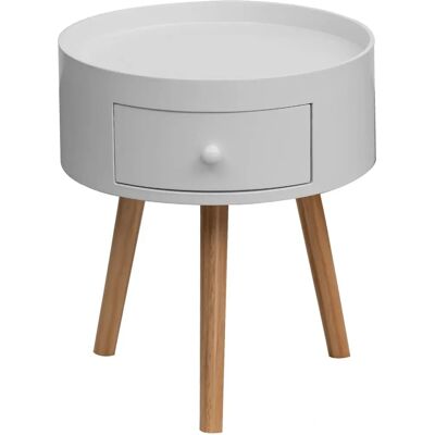 Mesita de noche Rebecca - Blanco Marrón - Moderna y compacta Mesita de noche Rebecca - Blanco Marrón - Moderna y compacta