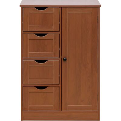 Armadio bagno Rebecca - 4 cassetti, porta in legno - Moderno marrone Armadio bagno Rebecca - 4 cassetti, porta in legno - Moderno marrone