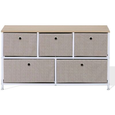 Mobili Rebecca Cassettiera Bassa Beige e Bianca - Cassettiera Mobili Rebecca Cassettiera Bassa Beige e Bianca - Cassettiera