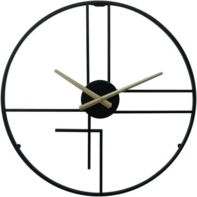 Rebecca Mobili - Reloj de Pared Metal Negro y Amarillo - Decoración Hogar Oficina Rebecca Mobili - Reloj de Pared Metal Negro y Amarillo - Decoración Hogar Oficina