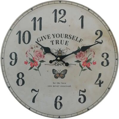 Orologio da Parete Rebecca - Rotondo MDF Floreale Stile Shabby Orologio da Parete Rebecca - Rotondo MDF Floreale Stile Shabby