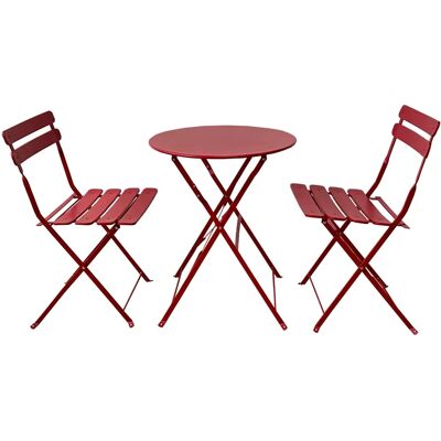 Mobili Rebecca Rebecca Möbelset Bistrot Tisch und 2 Stühle Outdoor-Set Rote Stahl - Möbelset Mobili Rebecca Rebecca Möbelset Bistrot Tisch und 2 Stühle Outdoor-Set Rote Stahl - Möbelset