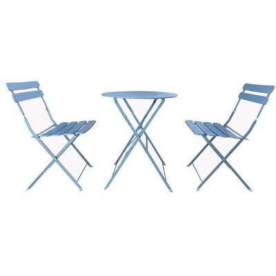 Rebecca Gartenmöbel Set Hellblau Stahl - Platzsparender Outdoor-Tisch und Stühle Rebecca Gartenmöbel Set Hellblau Stahl - Platzsparender Outdoor-Tisch und Stühle