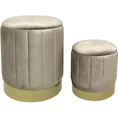 Mobili Rebecca Set de Muebles - 2 Pufs Terciopelo Beige - Conjunto de Muebles Mobili Rebecca Set de Muebles - 2 Pufs Terciopelo Beige - Conjunto de Muebles