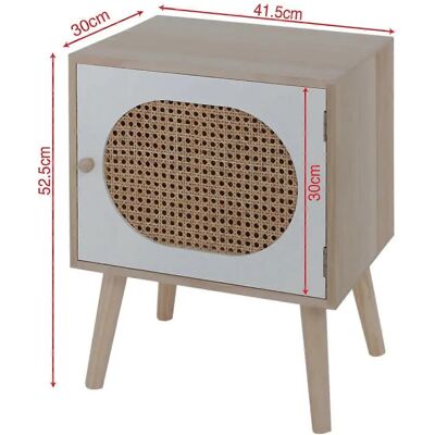 Mobili Rebecca Rebecca Skandinavischer Holznachttisch mit 1 Tür Weiß Braun - Nachttisch Mobili Rebecca Rebecca Skandinavischer Holznachttisch mit 1 Tür Weiß Braun - Nachttisch