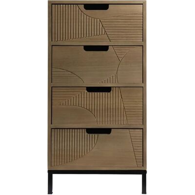 Rebecca Mobili Commode Moderne avec 3 Tiroirs Sculptés Bois Métal - Publicité Rebecca Mobili Commode Moderne avec 3 Tiroirs Sculptés Bois Métal - Publicité