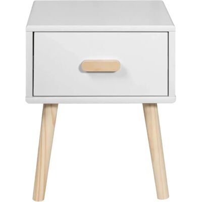 Mesita de Noche Rebecca - Estilo Escandinavo - 44x35x35 MDF Blanco Marrón Mesita de Noche Rebecca - Estilo Escandinavo - 44x35x35 MDF Blanco Marrón