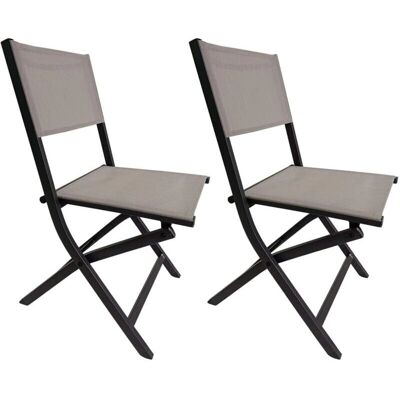 Sillas Plegables de Jardín Mobili Rebecca - Aluminio Poliester Gris Oscuro Beige 2 Sillas Plegables de Jardín Mobili Rebecca - Aluminio Poliester Gris Oscuro Beige 2