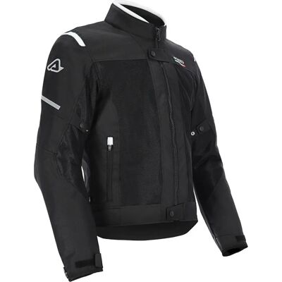 Giacca in tessuto per moto Acerbis On Road Ruby - Vestibilità sportiva, 3 strati, nero/bianco, certificata CE Giacca in tessuto per moto Acerbis On Road Ruby - Vestibilità sportiva, 3 strati, nero/bianco, certificata CE