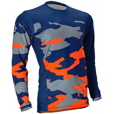 Maglia da Motocross Inverno Acerbis X-Duro - Vestibilità enduro, Leggera 230g, Blu Arancio Maglia da Motocross Inverno Acerbis X-Duro - Vestibilità enduro, Leggera 230g, Blu Arancio