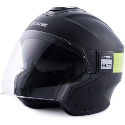 Casco Jet Blauer Hacker - Unisex Nero Giallo XS Casco in fibra di vetro Visiera solare removibile Casco Jet Blauer Hacker - Unisex Nero Giallo XS Casco in fibra di vetro Visiera solare removibile