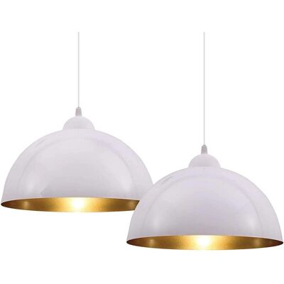 Grundig - Set van 2 Hanglampen Modern Industrieel Wit Goud Grundig - Set van 2 Hanglampen Modern Industrieel Wit Goud