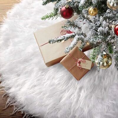 Jupe de Sapin de Noël Bakaji - Effet Neige 90cm Peluche Blanc Jupe de Sapin de Noël Bakaji - Effet Neige 90cm Peluche Blanc