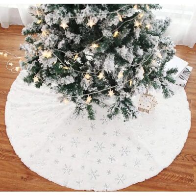 Jupe de sapin Bakaji - 80cm Peluche Flocon de Neige Argenté Jupe de sapin Bakaji - 80cm Peluche Flocon de Neige Argenté