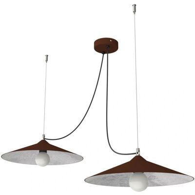 LUMICOM Colombo Pendelleuchte - 2 E27, 42W, Metall, Corten Braun / Silberblatt LUMICOM Colombo Pendelleuchte - 2 E27, 42W, Metall, Corten Braun / Silberblatt