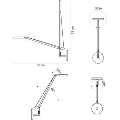 Artemide Demetra Micro Wandleuchte anthrazit - LED, verstellbar, modern Artemide Demetra Micro Wandleuchte anthrazit - LED, verstellbar, modern