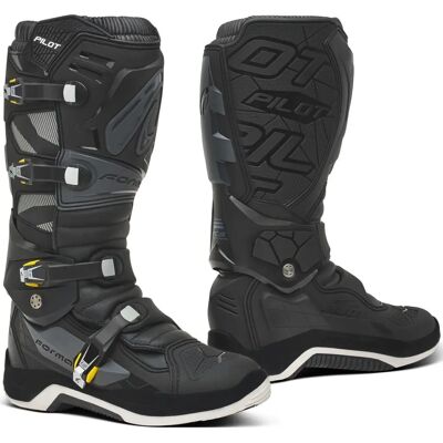 Stivali da Motocross Forma Pilot - Unisex Nero Grigio Taglia 45 Stivali da Motocross Forma Pilot - Unisex Nero Grigio Taglia 45
