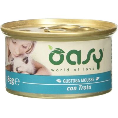 Oasy Gatto Trota Mousse - Cibo umido completo senza cereali Oasy Gatto Trota Mousse - Cibo umido completo senza cereali