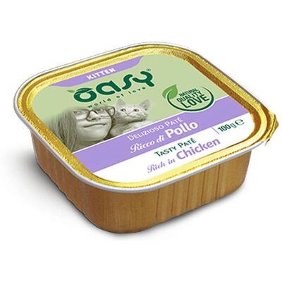 Oasy Kitten Tasty Paté di Pollo Umido - 100g - Confezione da 12 Oasy Kitten Tasty Paté di Pollo Umido - 100g - Confezione da 12