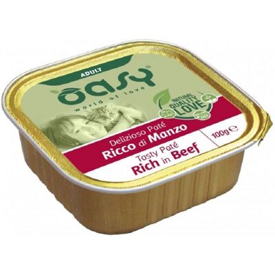 Oasy Adult Tasty Paté di Manzo Umido per Gatti - 100 g - Confezione 12 Oasy Adult Tasty Paté di Manzo Umido per Gatti - 100 g - Confezione 12