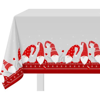 Kasanova - Tovaglia natalizia grigia antimacchia con gnomi rojos - Gris - Gnomos - Mantel Kasanova - Tovaglia natalizia grigia antimacchia con gnomi rojos - Gris - Gnomos - Mantel