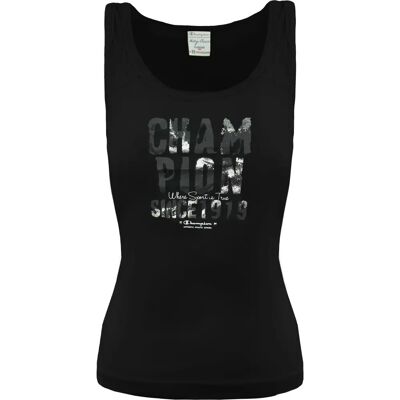 Champion Heritage Sleeveless Black Womens Sports Vest Top - sports vest Champion Heritage Sleeveless Black Womens Sports Vest Top - sports vest