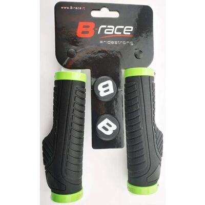 Poignées B-race Ergonomiques - Caoutchouc Noir/Lime pour Adultes - Publicité Poignées B-race Ergonomiques - Caoutchouc Noir/Lime pour Adultes - Publicité