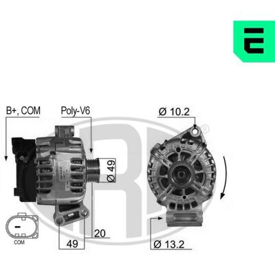 Alternatore ERA 210430A - 14V 120A per Ford Fiesta 6, C-Max 2, Mondeo 4 Alternatore ERA 210430A - 14V 120A per Ford Fiesta 6, C-Max 2, Mondeo 4