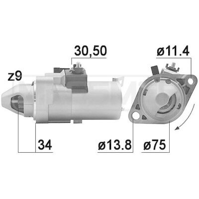 ERA 220988A Startmotor - OEM Honda Nummer ERA 220988A Startmotor - OEM Honda Nummer