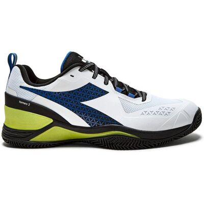 Diadora - Blushield Torneo 2 Clay - Biały/Niebieski/Czarny - Buty Diadora - Blushield Torneo 2 Clay - Biały/Niebieski/Czarny - Buty