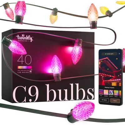 Twinkly C9 Inteligentny zewnętrzny łańcuch LED - 12m, Zielony kabel Twinkly C9 Inteligentny zewnętrzny łańcuch LED - 12m, Zielony kabel