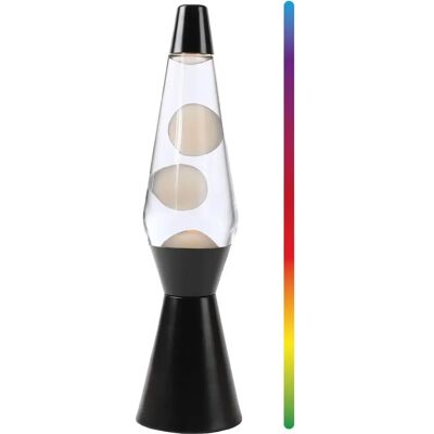 iTotal - Lámpara de lava LED - Cera blanca - Base negra - 36 cm iTotal - Lámpara de lava LED - Cera blanca - Base negra - 36 cm
