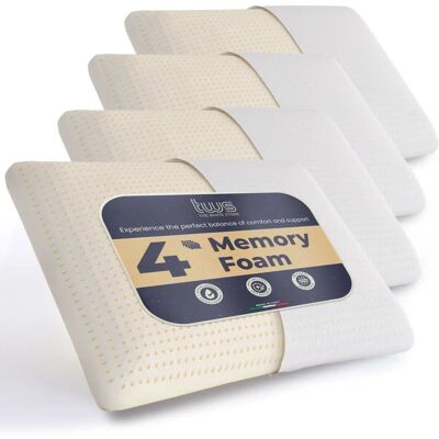 Zestaw 4 poduszek z pianki memory - The White Stone - Ergonomiczne, Oddychające Zestaw 4 poduszek z pianki memory - The White Stone - Ergonomiczne, Oddychające